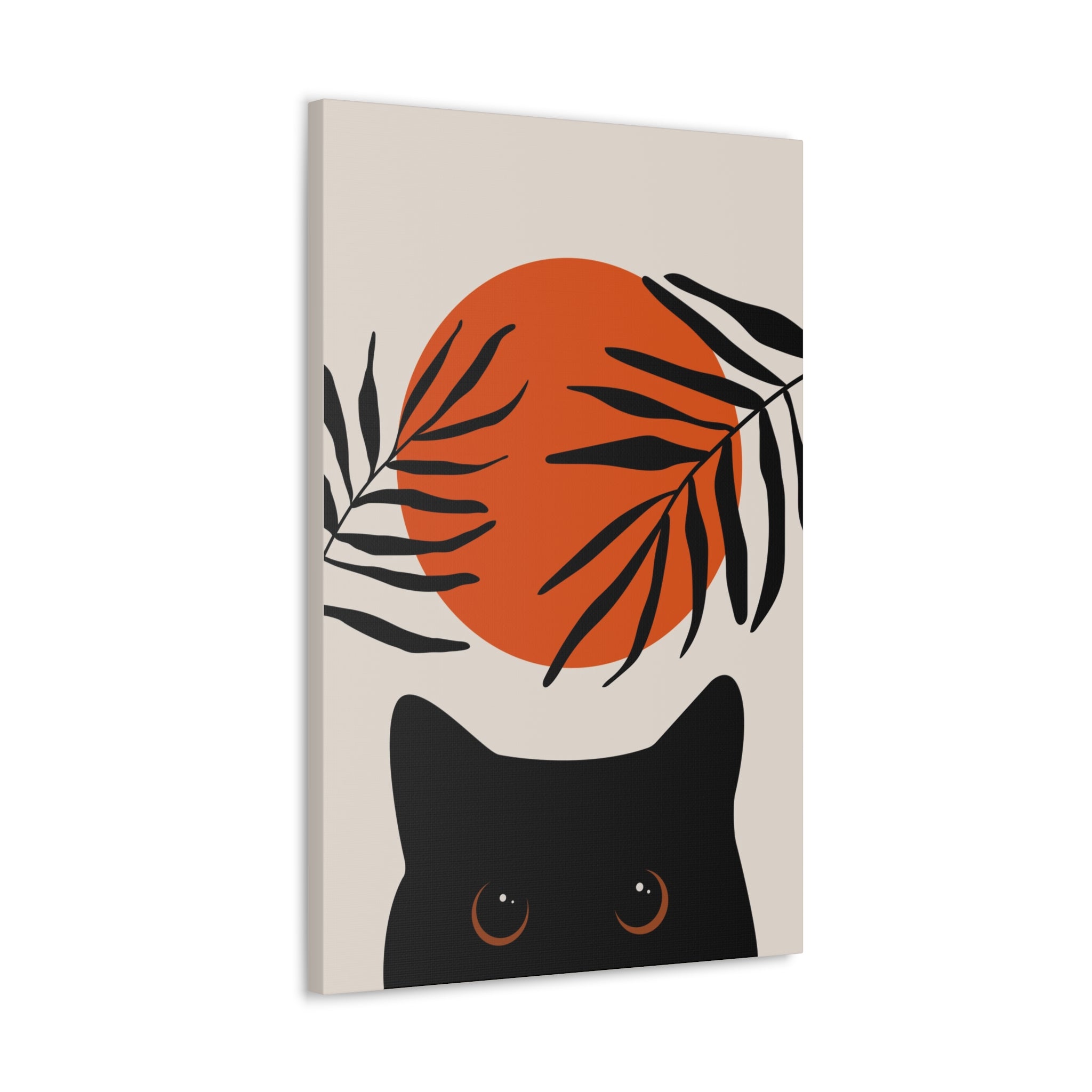 Abstract Boho Cat and Sun Canvas
