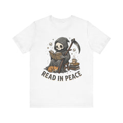 Funny Grim Reaper Read In Peace Book Cat T-Shirt