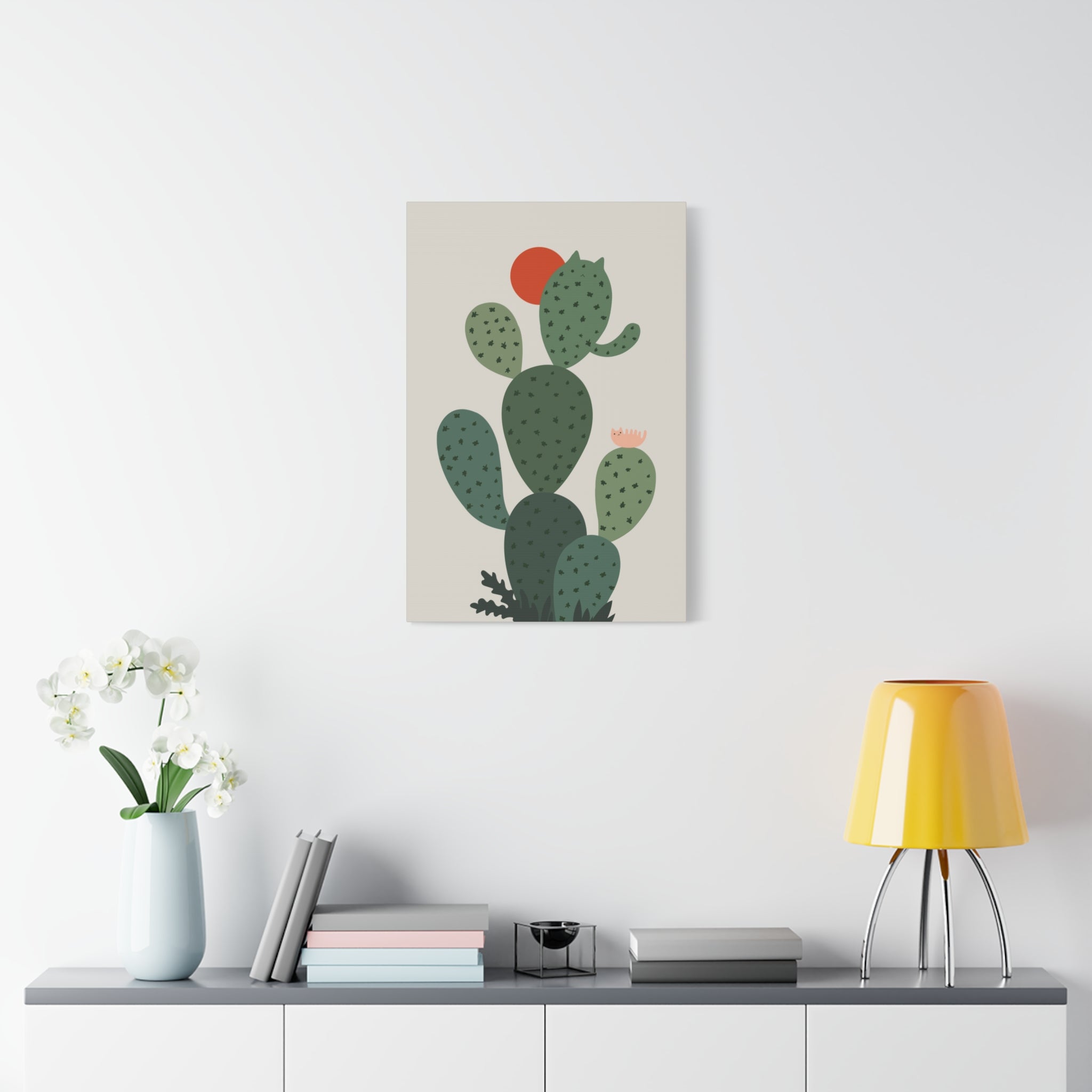 Cat and Plant Cat-Tus Canvas