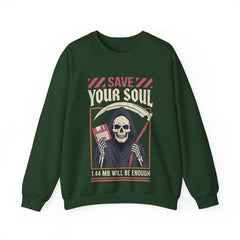 Funny Grim Reaper Floppy Disk Save Your Soul Crewneck Sweatshirt