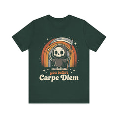Funny Grim Reaper Carpe Diem Seize The Day Retro T-Shirt