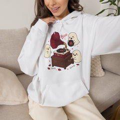 Funny Ghost Record Player Vinyl Gramophone Retro Hoodie